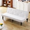 Versatile Corduroy Sofa Bed With Frame - Beige - Image 4
