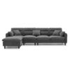 Modern Convertible Sectional Sofa L Shaped Reversible Couch Set With Free Pillows 5 Seat Cloud With Ottoman - Gray - Image 24