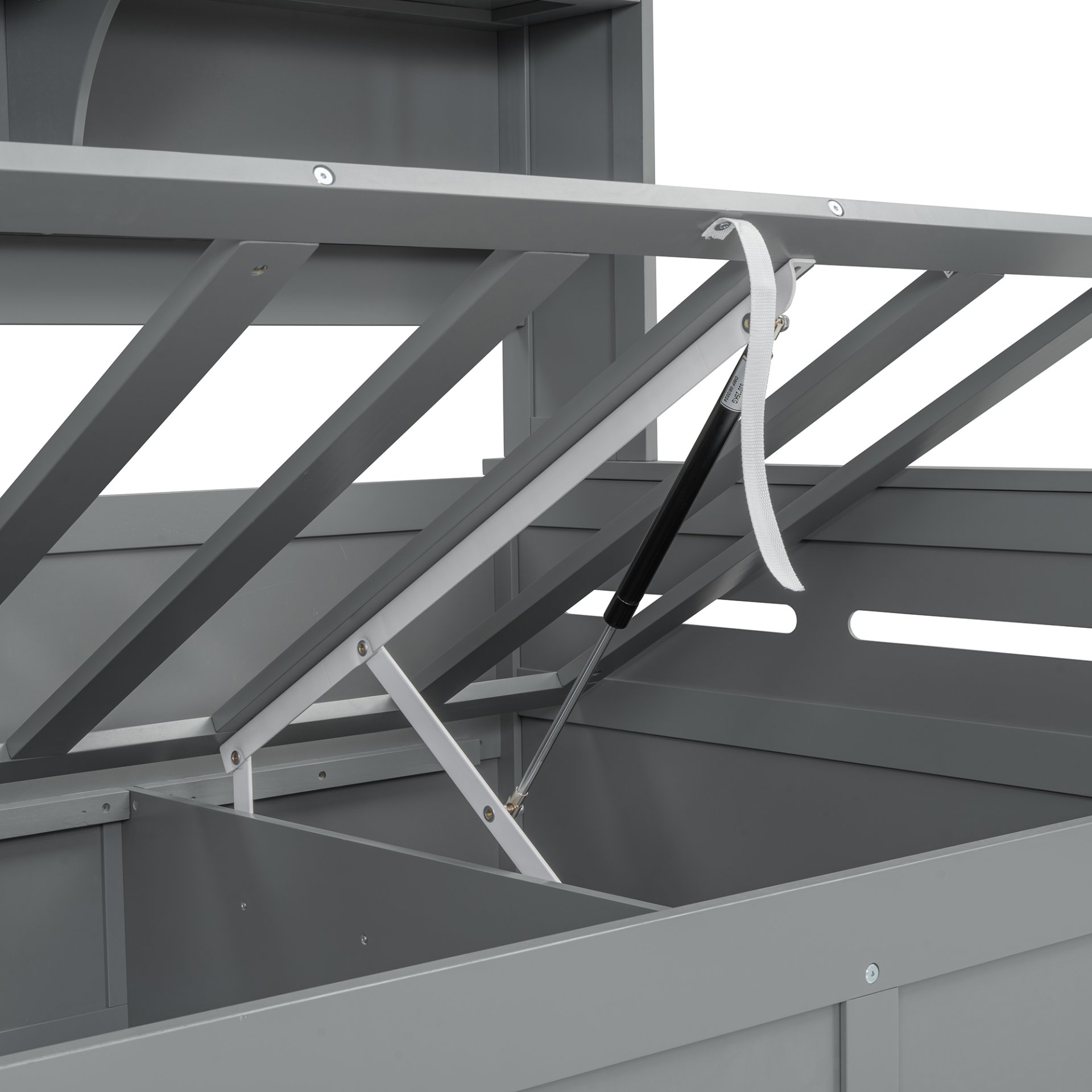 Twin Size Wooden Daybed With Hydraulic Bed And All In One Cabinet And Shelf - Gray - Image 10