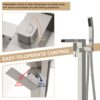 Freestanding Bathtub Faucet Waterfall Tub Filler Floor Mount Solid Brass With Hand Shower - Brushed Nickel - Image 5