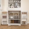 Modern Farmhouse Buffet Cabinet With Hutch Kitchen Storage Sideboard With Drawers & Barn Doors - White - Image 5