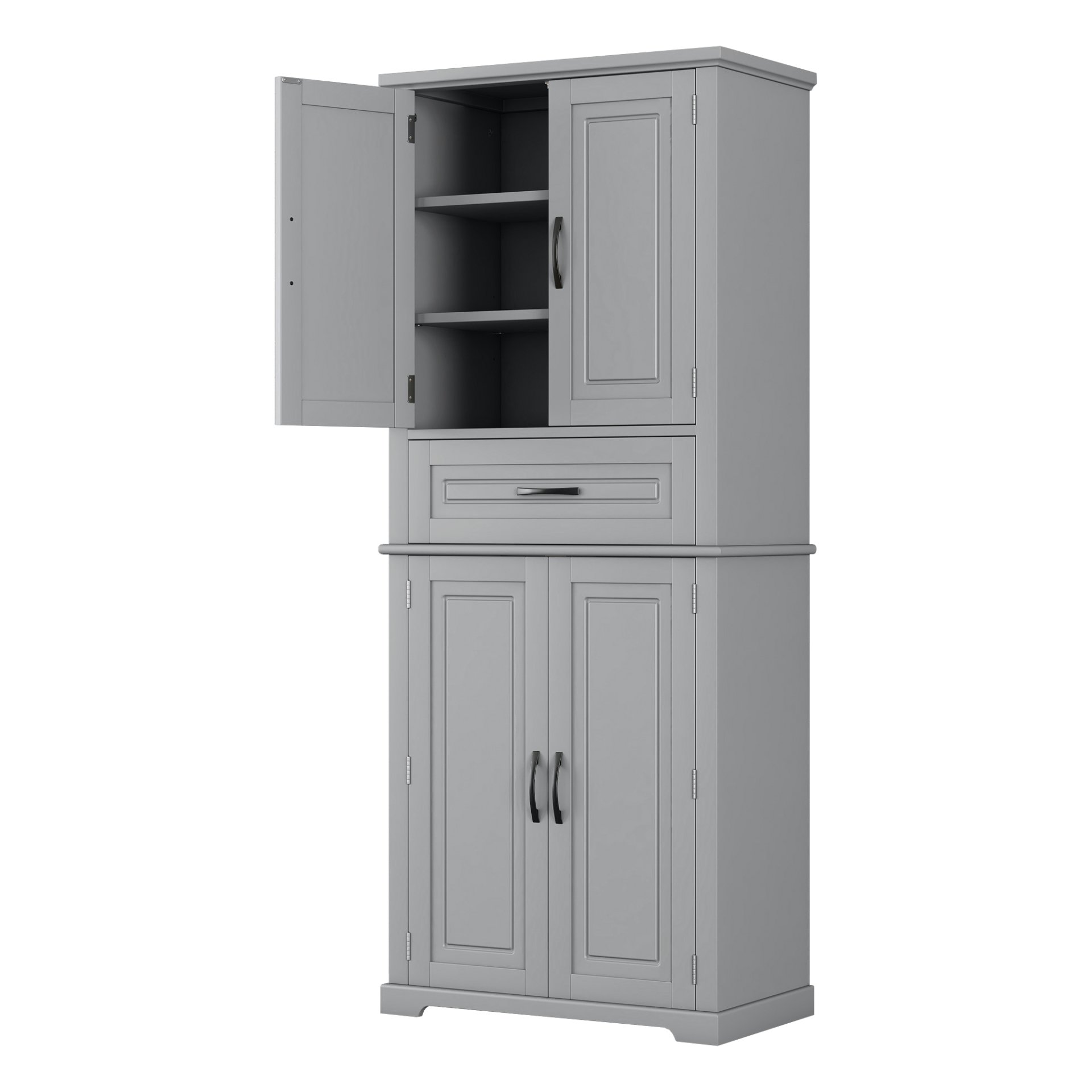 Bathroom Storage Cabinet With Multi Functional Storage Space, Material, Adjustable Shelf, Slide Rail Drawer - Gray - Image 15