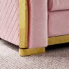 Shaped Chesterfield Sectional Sofa Set With Stainless Steel Accents Velvet Button Tufted Sofa With 5 Pillows Luxury Couch For Living Room - Pink - Image 7