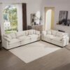 Modern Fabric Living Room Set 2 Sofas Upholstery, Corduroy Fabric - Beige - Image 16