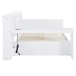 Full Size Daybed With 3 Drawers USB Ports And Desk - White