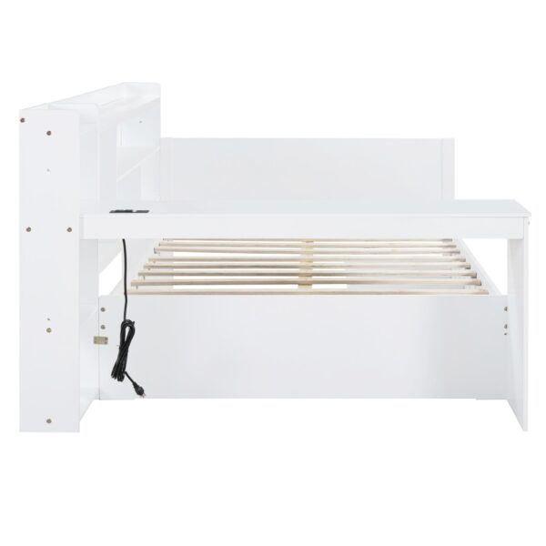 Full Size Daybed With 3 Drawers USB Ports And Desk - White
