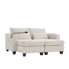 Convertible Chaise Lounge Loveseat Sofa Bed With USB Ports, Cup Holders, Phone Holder, Storage - Beige - Image 10