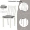 7 Piece Dining Table Set Retro Style With Extendable Table And 6 Upholstered Chairs - Antique Brown / White - Image 9