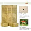 Outsunny - Freestanding Outdoor Privacy Screen, 4 Self-Draining Planters / Raised Garden Beds, 3 Hinged Panels For Hot Tub, Patio, Backyard, Deck - Natural - Image 5