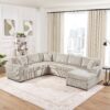 Oversized Sectional Sofa U Shaped Sofa With Chaise Lounge And 3 Soft Throw Pillows - Light Gray - Image 2