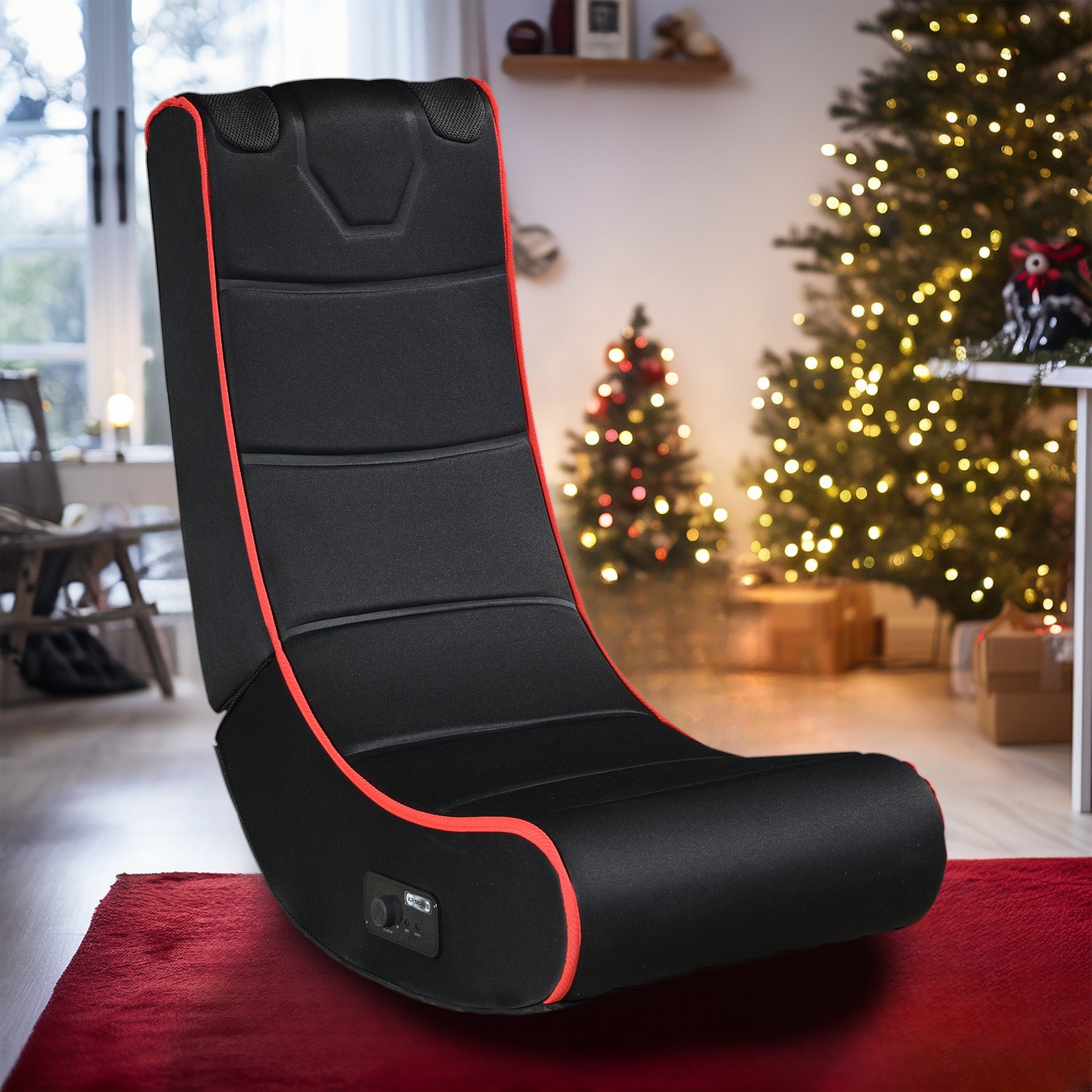 Foldable Gaming Chair With Onboard Speakers, Bluetooth Connection - Black / Red - Image 4