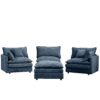 Modern Modular Sectional Sofa Shaped Couch Set With Movable Ottoman - Blue - Image 15