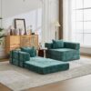 Convertible Floor Sofa Bed With Fixed Shape Frame, Loveseats Boneless Modular Sectional, For Living Room - Dark Green - Image 18