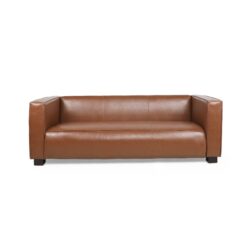 Contemporary 3 Seater Sofa With Tuxedo Design - Light Brown