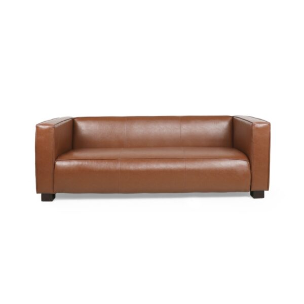 Contemporary 3 Seater Sofa With Tuxedo Design - Light Brown