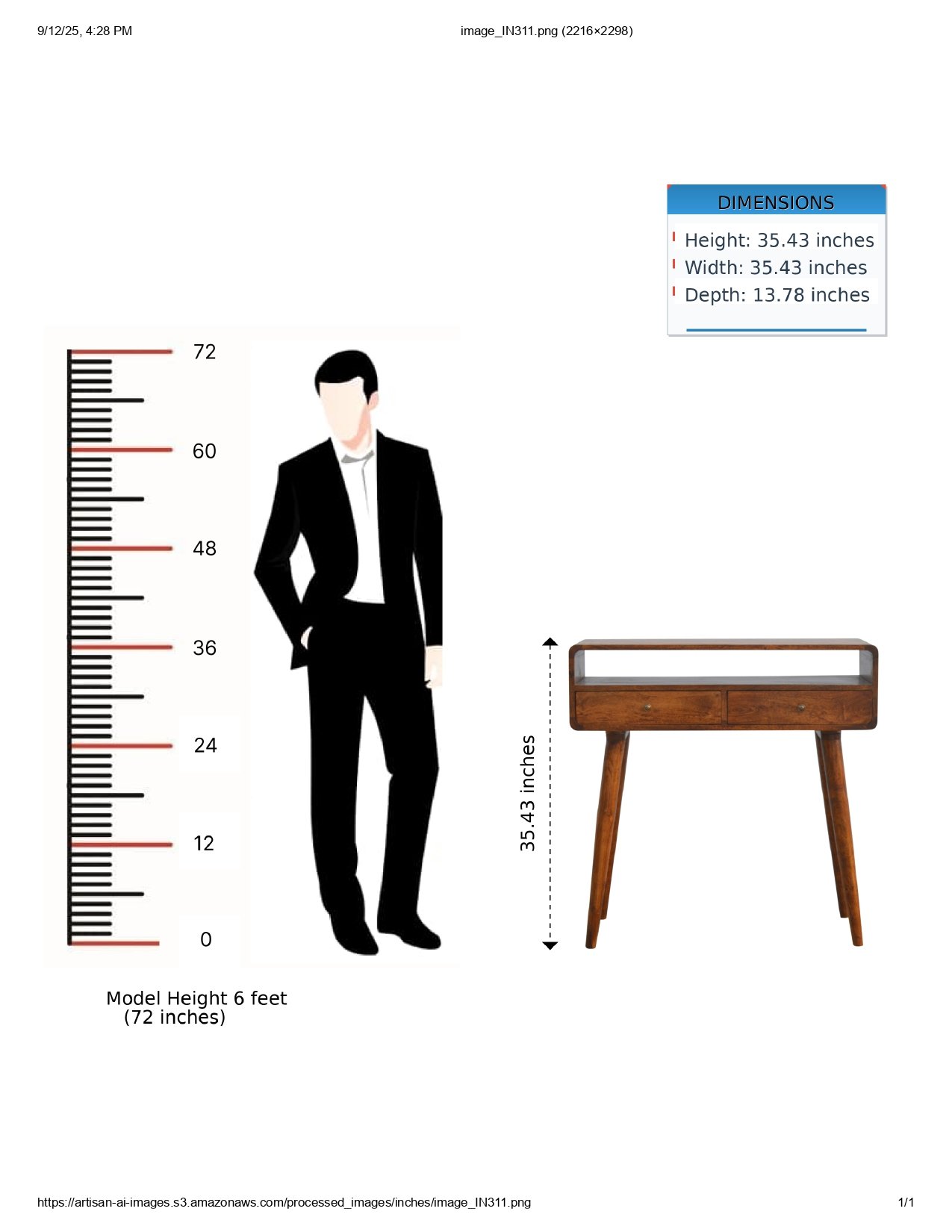 Curved Console Table - Chestnut - Image 11