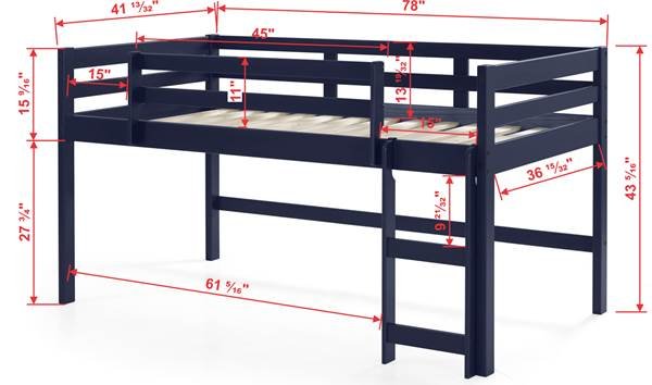Lara - Twin Loft Bed - Navy Blue - Image 4