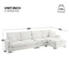 Modern Oversized Sectional Sofa, L-Shaped Luxury Couch Set With 2 Free Pillows, 5 Seat Chenille Indoor Furniture With Chaise - White - Image 22