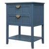 2 Drawer Side Table, American Style, End Table, Suitable For Bedroom - Blue - Image 7