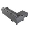 Modern Sectional Sofa Set With L Shape Chaise Lounge, Cup Holder, 4 Seat - Gray - Image 10