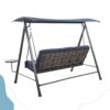 Steel 3 Seater Swing Porch Swing With Canopy - Blue - Image 6