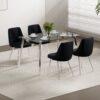 Modern Velvet Dining Chair With Chrome Metal Legs For Home And Office (Set of 4) - Black - Image 9