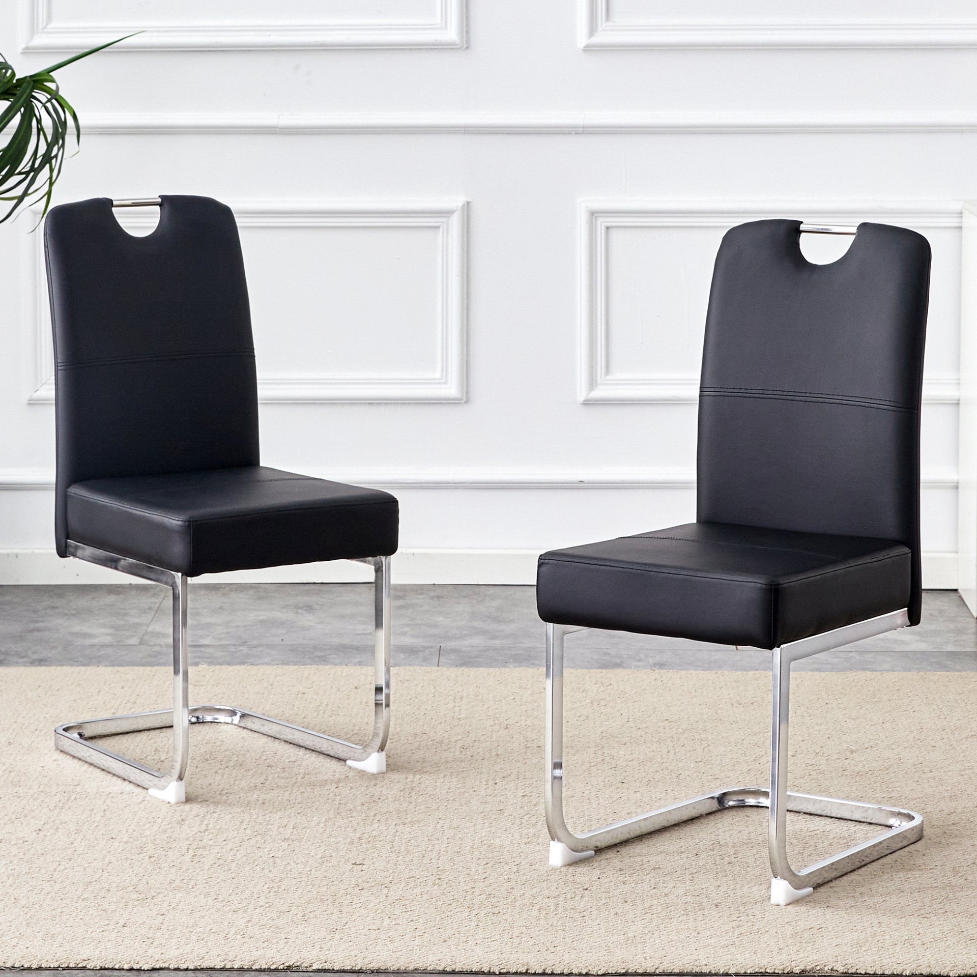 (Set of 4) Thickened Dining Chairs With Built In Spring Packages And Ergonomic Design Perfectly Blending Comfort And Elegance - Black - Image 7