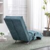 Ergonomic Linen Massage Chaise Lounge With Remote Control, 5 Modes - Blue - Image 6