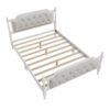 Full Size Traditional Style Solid Bed Frame With Upholstered Tufted Headboard, No Box Spring Needed - Antique White - Image 6