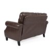 Contemporary Loveseat With Nailhead Trim - Dark Brown - Image 7