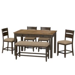 Velvety - 6 Piece Gathering Dining Set - Brown