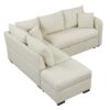 L-Shaped Sectional Pull Out Sofa Bed Sleeper Sofa With Two USB Ports, Two Power Sockets And A Movable Storage Ottoman - Beige - Image 21