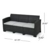 Outdoor 3 Seater Rattan Sofa With Water Resistant Cushions - Gray - Image 3
