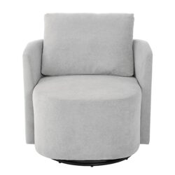 Modern 360° Swivel Accent Barrel Armchair Chenille, Upholstered With Curved Design For Living Room, Bedroom, Office, And Hotel - Gray