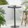 Outdoor Round Rattan Bar Table With Iron Frame - Multi Brown - Image 2