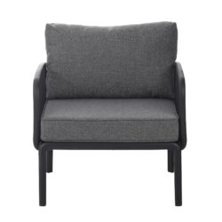 Outdoor Patio Club Chair, Modern Patio Furniture, Waterproof Thick Cushion Deep Seating For Porch, Balcony - Black / Dark Gray
