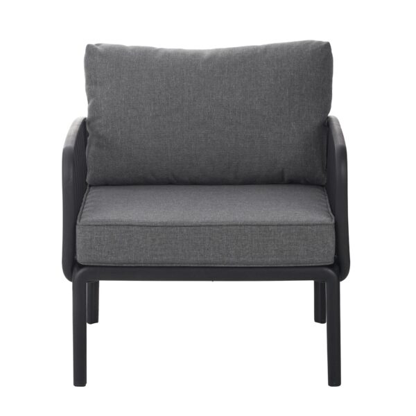Outdoor Patio Club Chair, Modern Patio Furniture, Waterproof Thick Cushion Deep Seating For Porch, Balcony - Black / Dark Gray