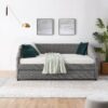 Elegant Tufted Upholstered Full Size Daybed With Trundle Linen Fabric - Gray - Image 9