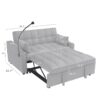 Modern Velvet Loveseat Futon Sofa Couch With Pullout Bed, Adjustable Backrest, Toss Pillows - Light Gray - Image 3