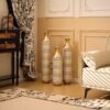 High Floor Vase Flowers Oversized Floor Vase (Set of 3) Large Metal Glazed Vases Pampas Prairie Twigs Vintage Oversized Vases Living Room Bedroom Family Farmhouse - Blue / Gold - Image 6