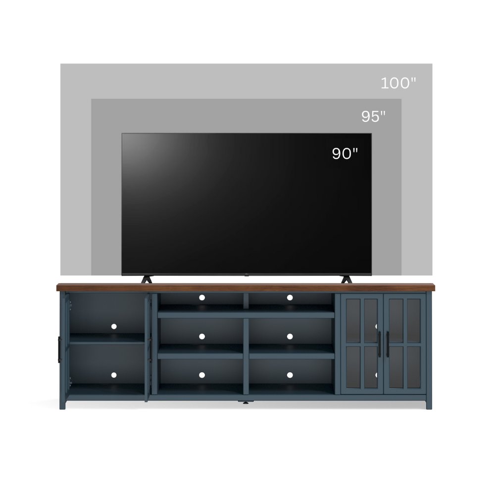 Nantucket - TV Stand Console For TVs Up To 100" - Blue Denim, Whiskey - Image 3