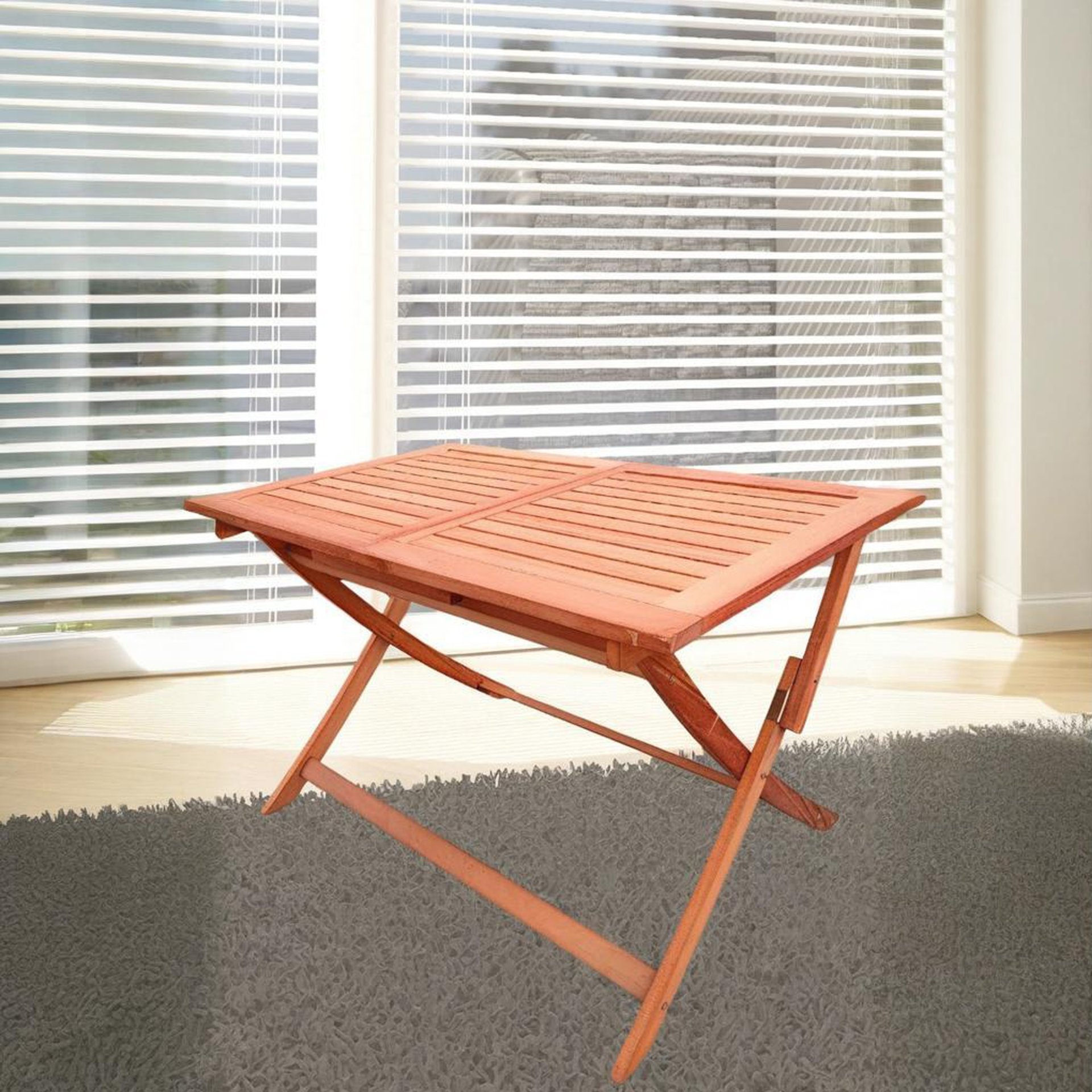 Foldable Patio Dining Set With 1 Dining Table, Indoor And Outdoor Use, Solid Wood - Teak - Image 2