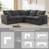 Modern L Shape Modular Sofa, 5 Seat Chenille Sectional Couch Set With 2 Pillows Included, Freely Combinable Indoor Funiture - Black / Gray - Image 16