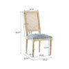 French Country Dining Chairs (Set of 4) Elegant Cane Backrest & Upholstered Seats Rustic Weathered Solid Rubberwood Frame - Slate Blue - Image 3