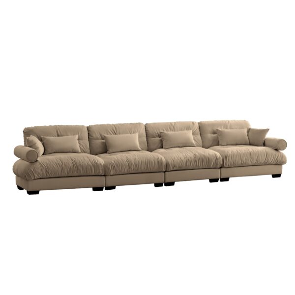 Super Comfort Oversized Modular Sectional Sofa With Movable Ottoman Deep Seat Convertible L Shaped Couch - Camel
