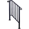Handrails For Outdoor Steps, Fit 2 Or 3 Steps Outdoor Stair Railing, Picket#2 Wrought Iron Handrail, Flexible Porch Railing, Transitional Handrails For Concrete Steps Or Wooden Stairs - Black - Image 2