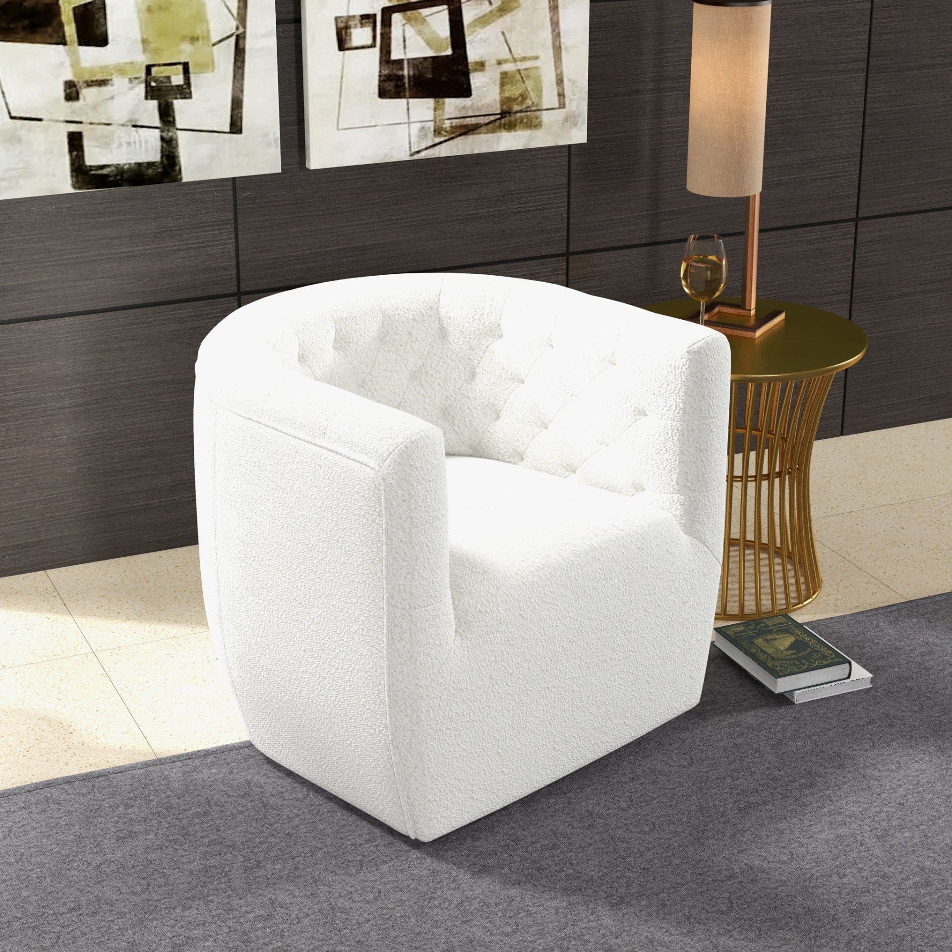 Delaney - Swivel Chair - Fabric - Beige - Image 12