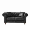 Chesterfield 3 And 2 Seater Sofa Set, High Tech Fabric, Roll Armrest, Upholstered Mid Century Modern Couch - Black - Image 7