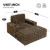 Oversized Chaise Lounge Indoor Rabbit Fur Sofa Bed With Storage Ottoman And Armrests Cup Holders With Deep Seat - Brown - Image 15