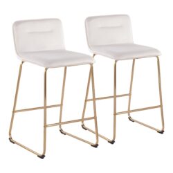 Casper - Fixed Height Contemporary Counter Stool (Set of 2) - Gold / Cream